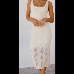 Hello Molly Call Me Bae Midi Dress Almond, Size L/AU 12/US 8